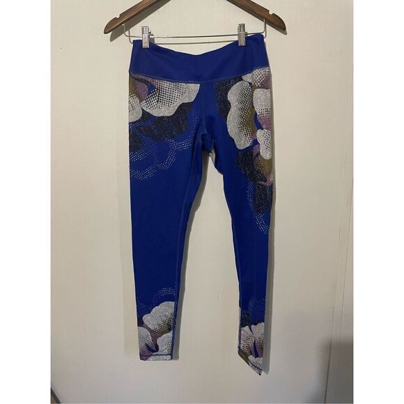 Zella Women’s Small Athletic Leggings Blue Floral Activewear Compression Pants - Picture 1 of 6